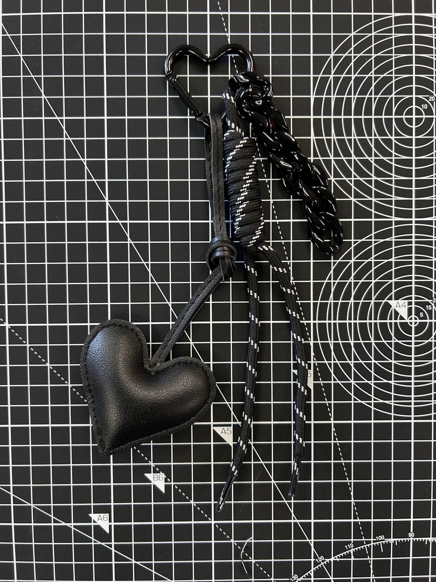 Black heart bag charm
