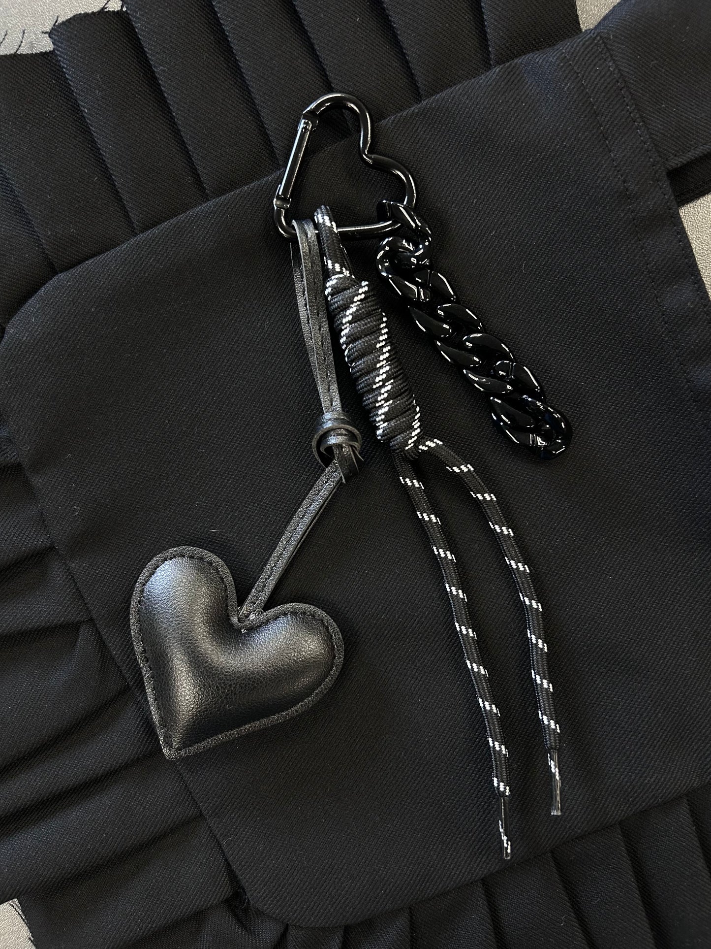 Black heart bag charm