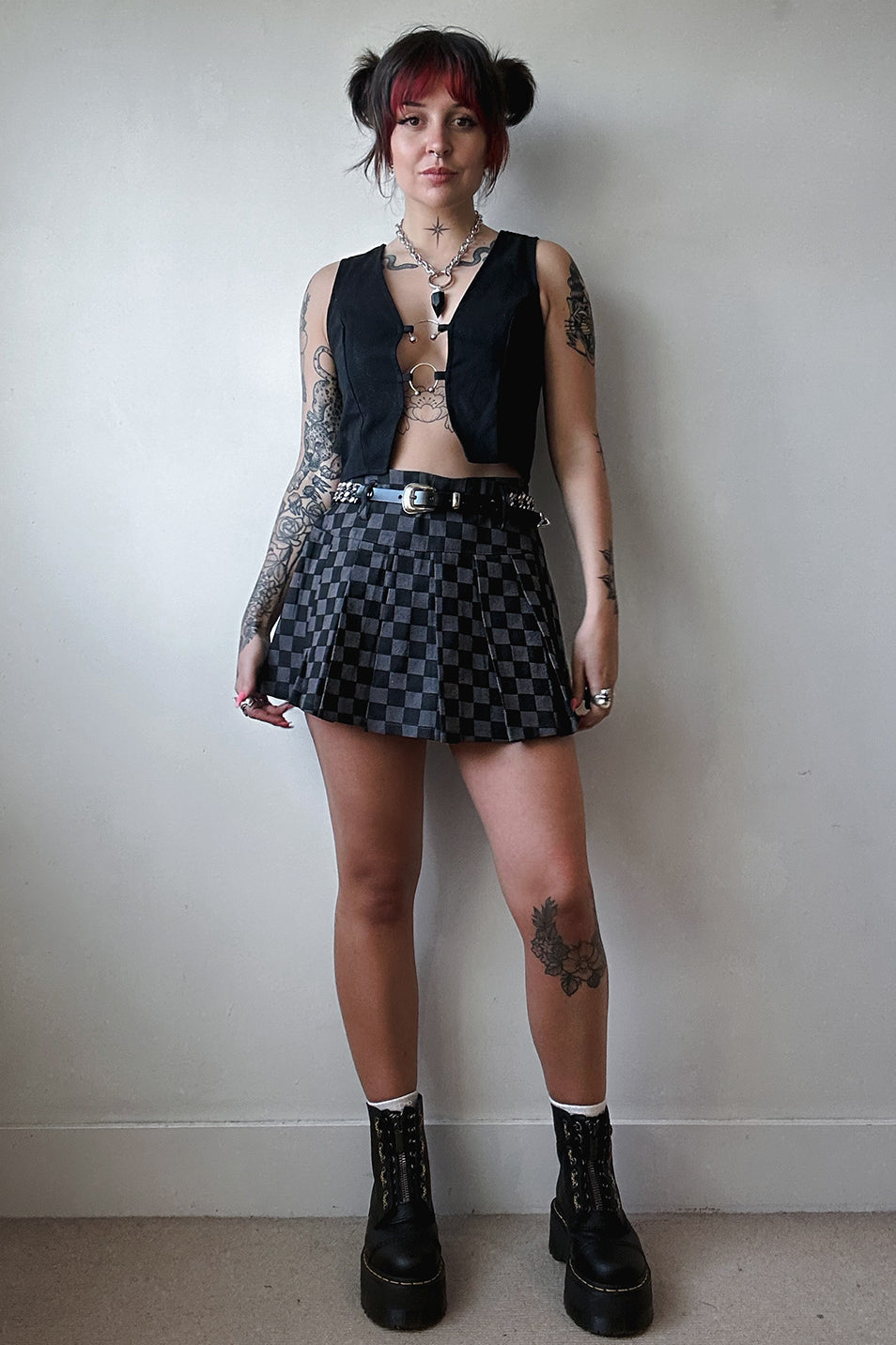 Checkerboard Micro Mini Skirt