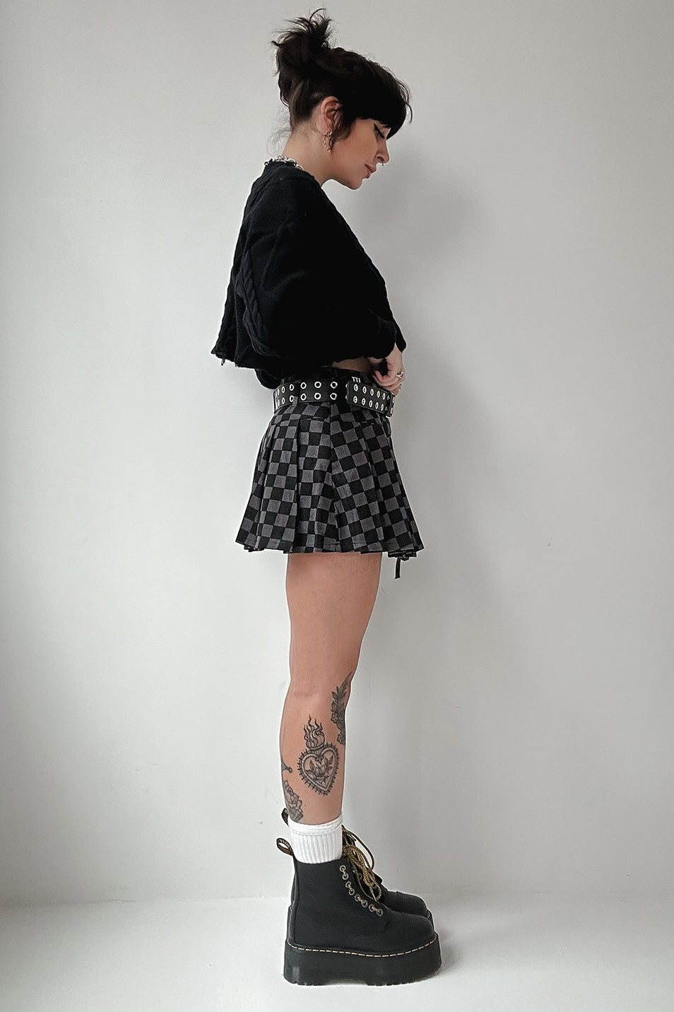 Grey Checkerboard Pleated skort size uk 10
