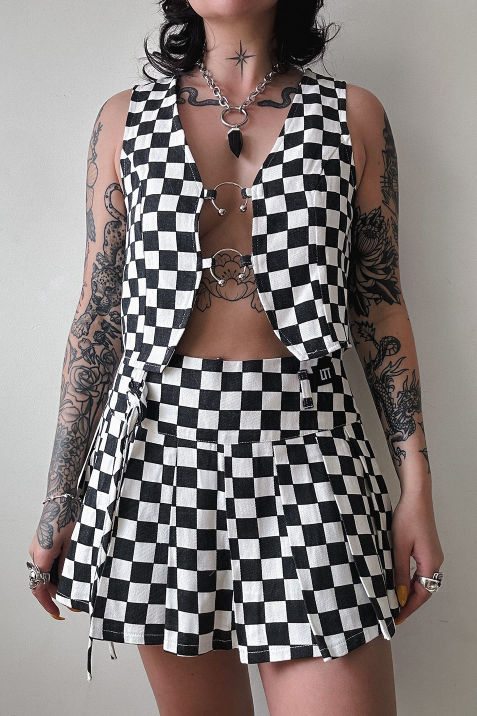 Classic Checkerboard Pleated Skort