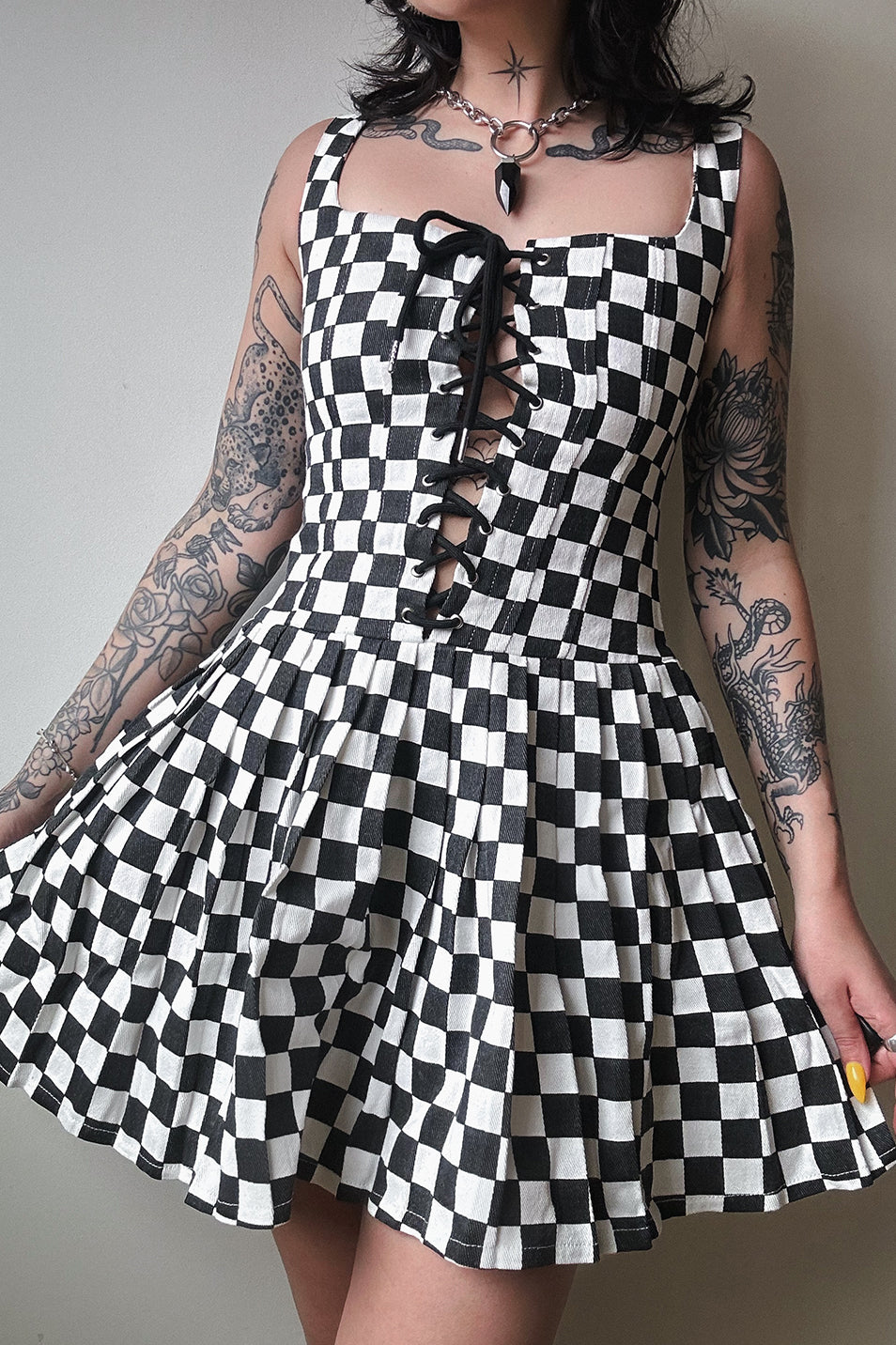 Classic Checkerboard Tennis Dress