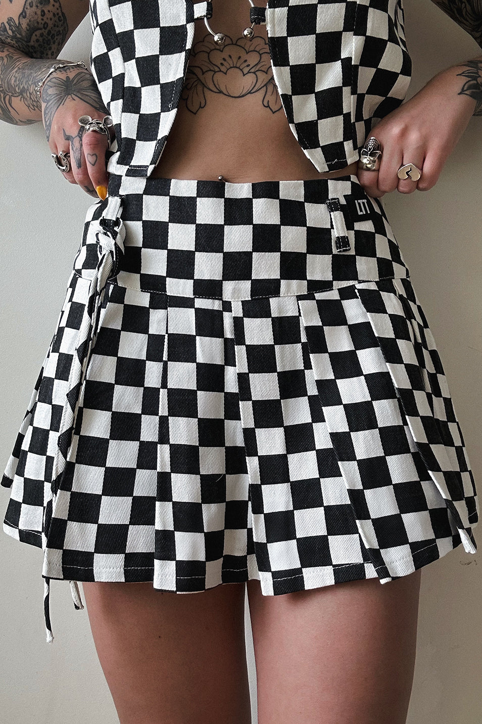 Classic Checkerboard Pleated Skort