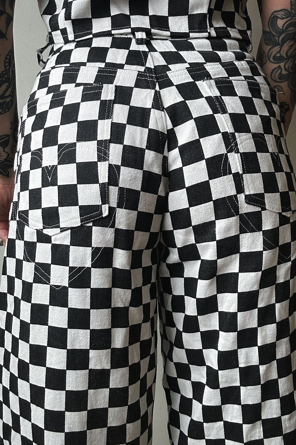 Classic Checkerboard Wide Leg Trouser