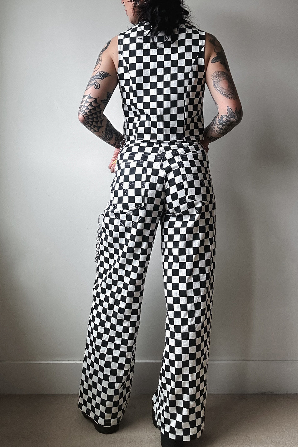 Classic Checkerboard Wide Leg Trouser