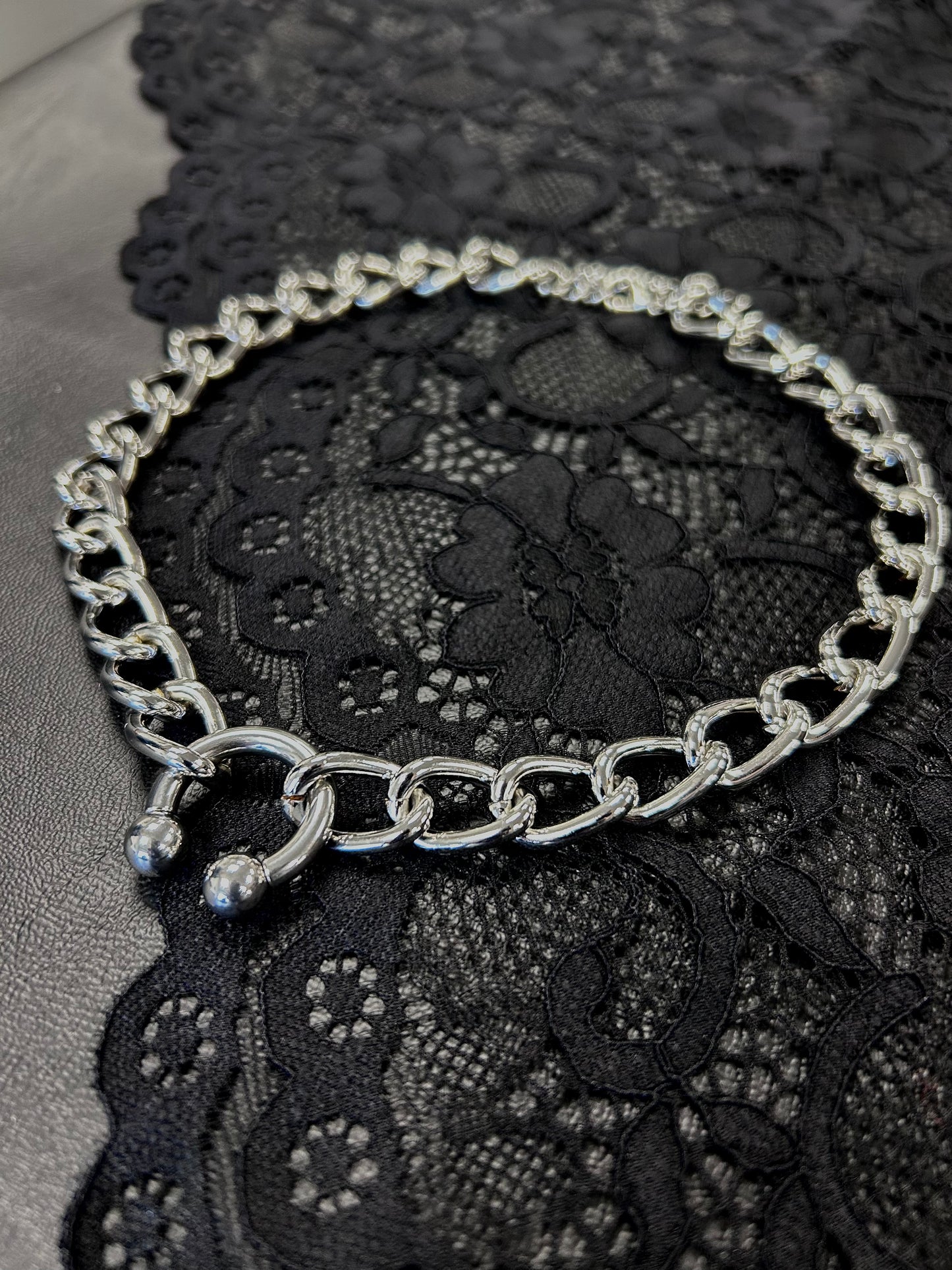 Silver Bull Ring Necklace