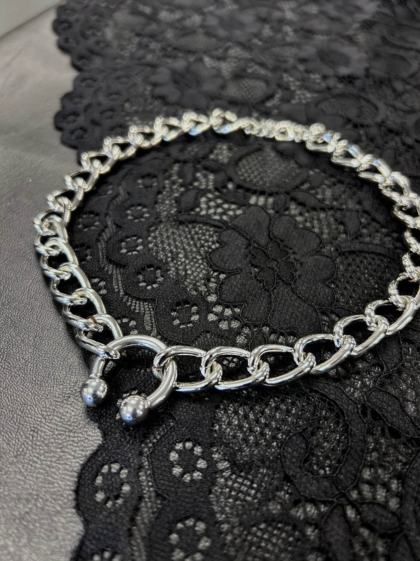 Silver Bull Ring Necklace