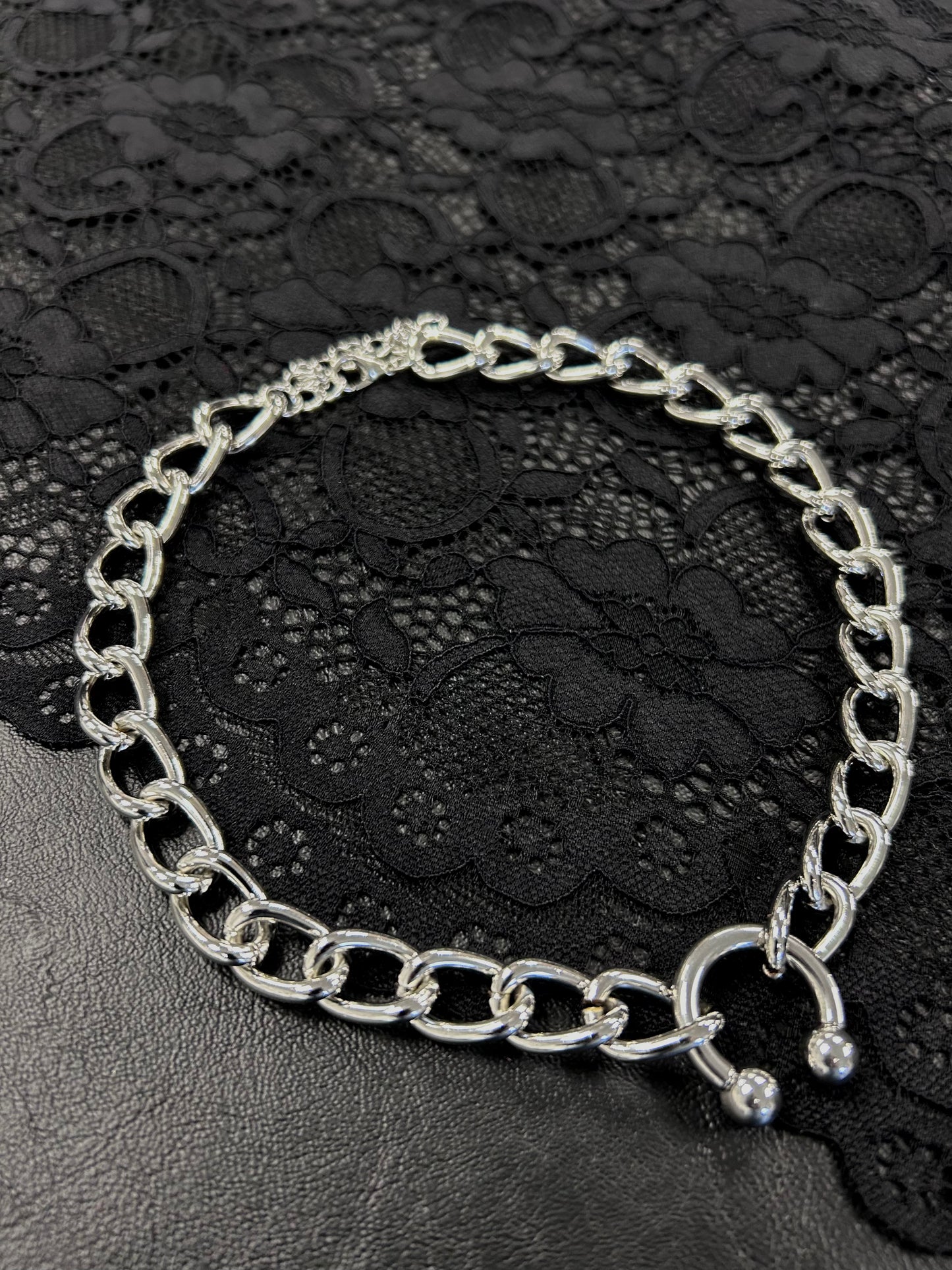 Silver Bull Ring Necklace