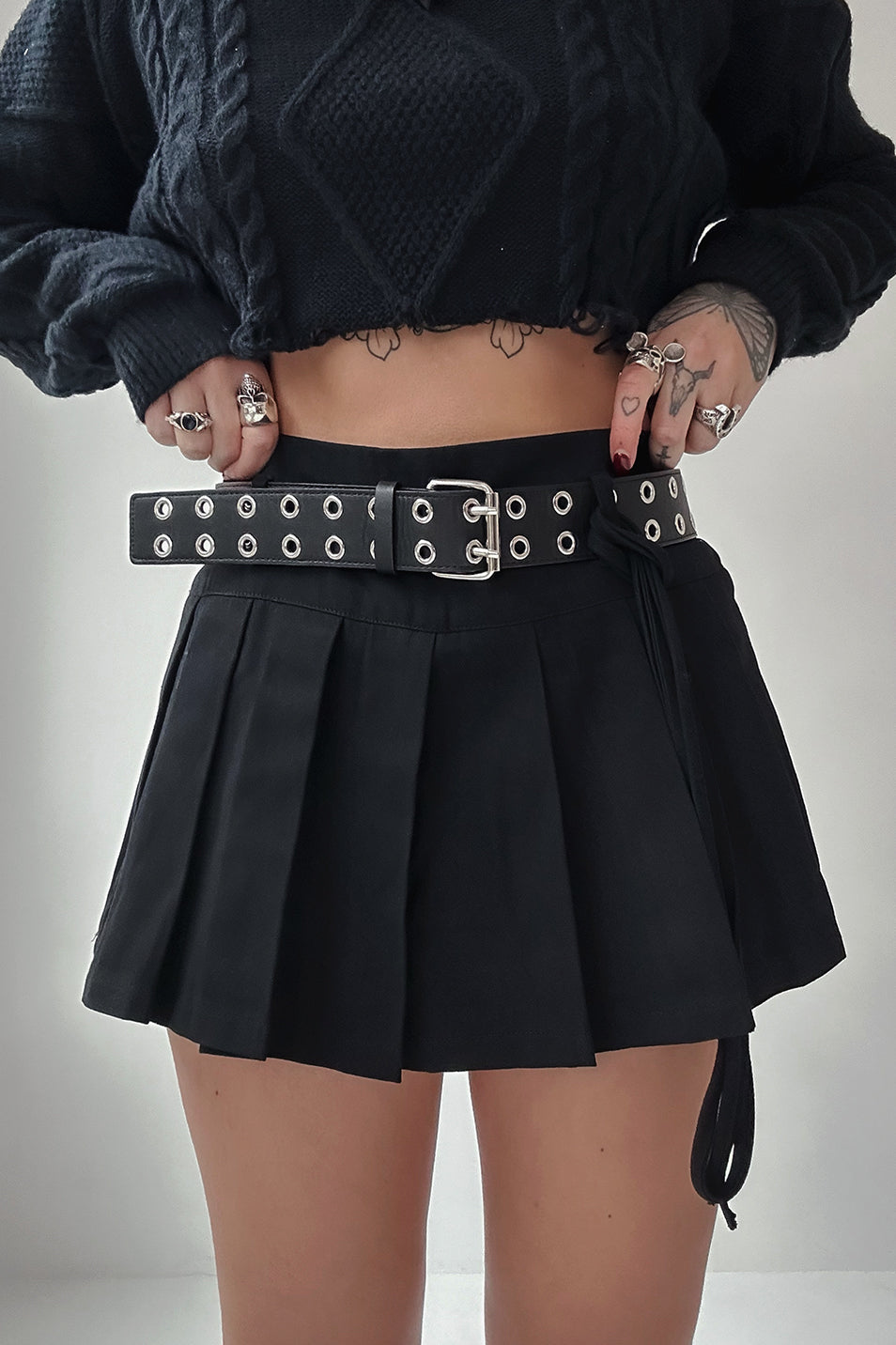 Black Pleated Skort