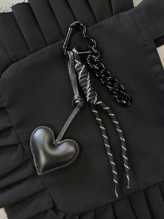 Black heart bag charm