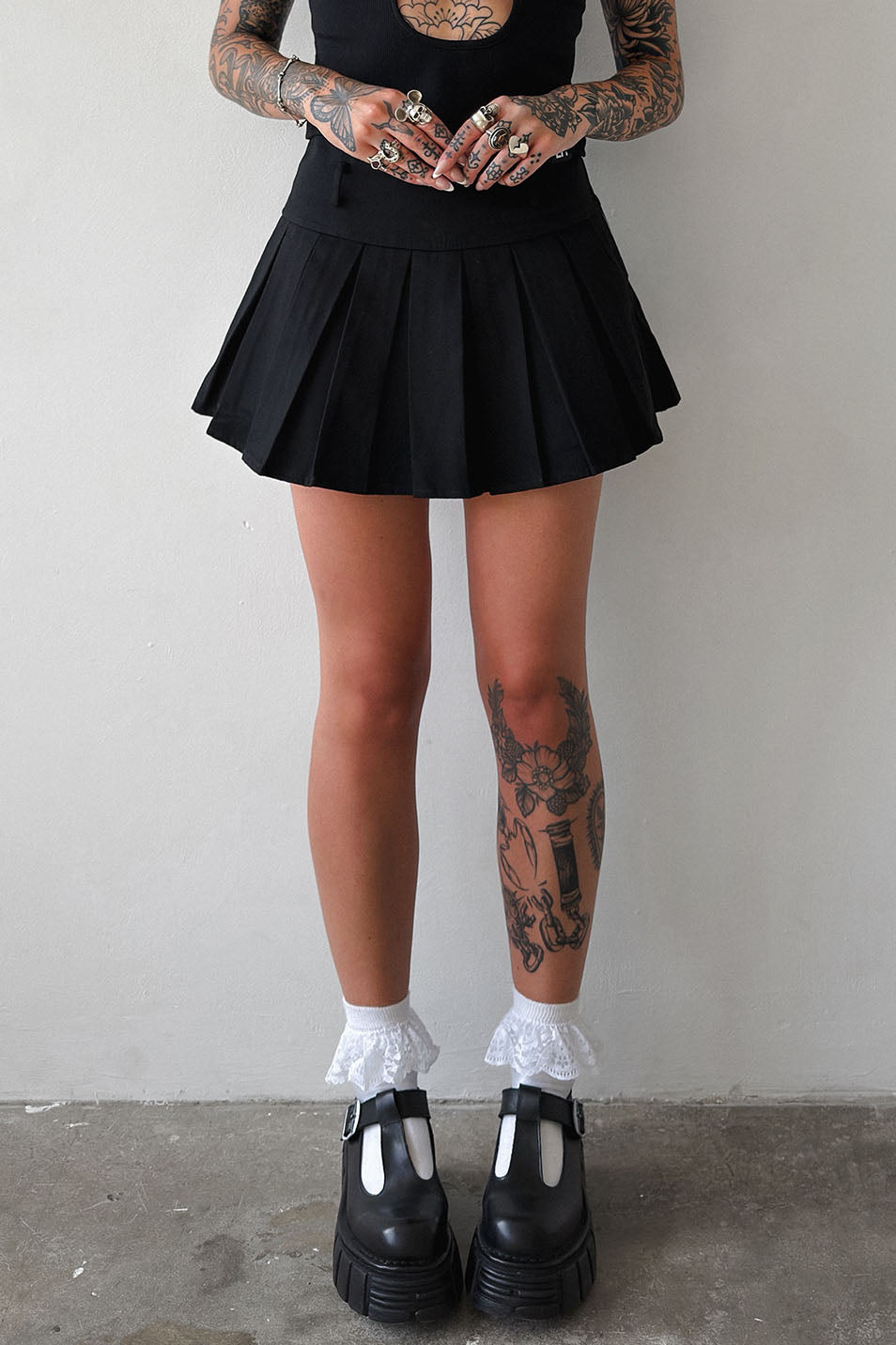 Black Pleated Skort