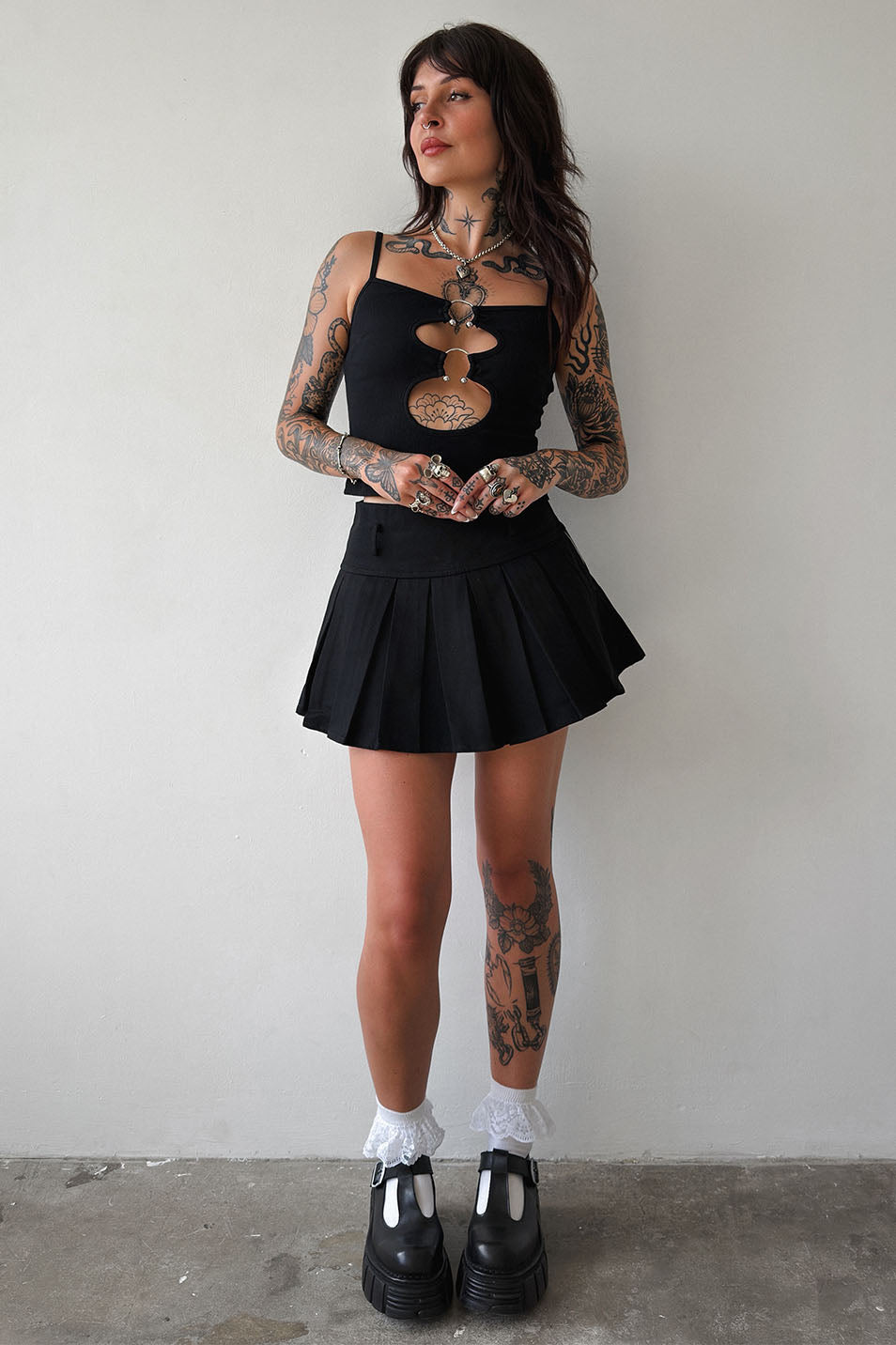 Black Pleated Skort