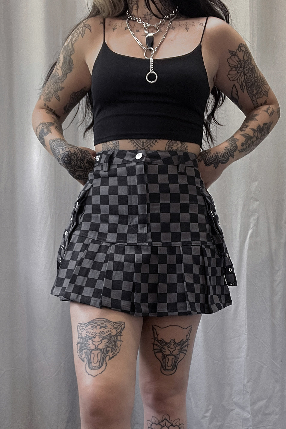 Checkerboard cargo Skirt