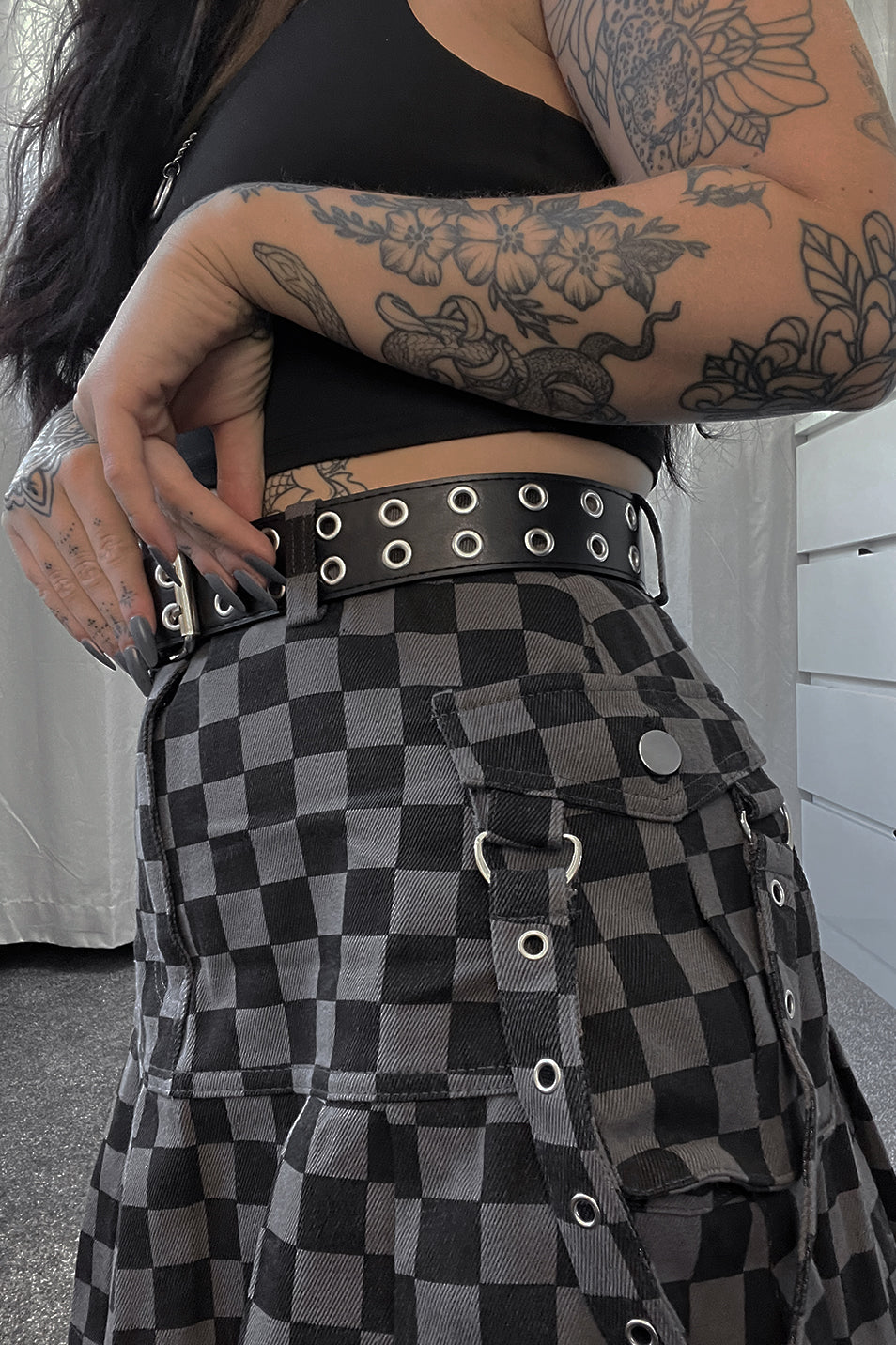 Checkerboard cargo Skirt