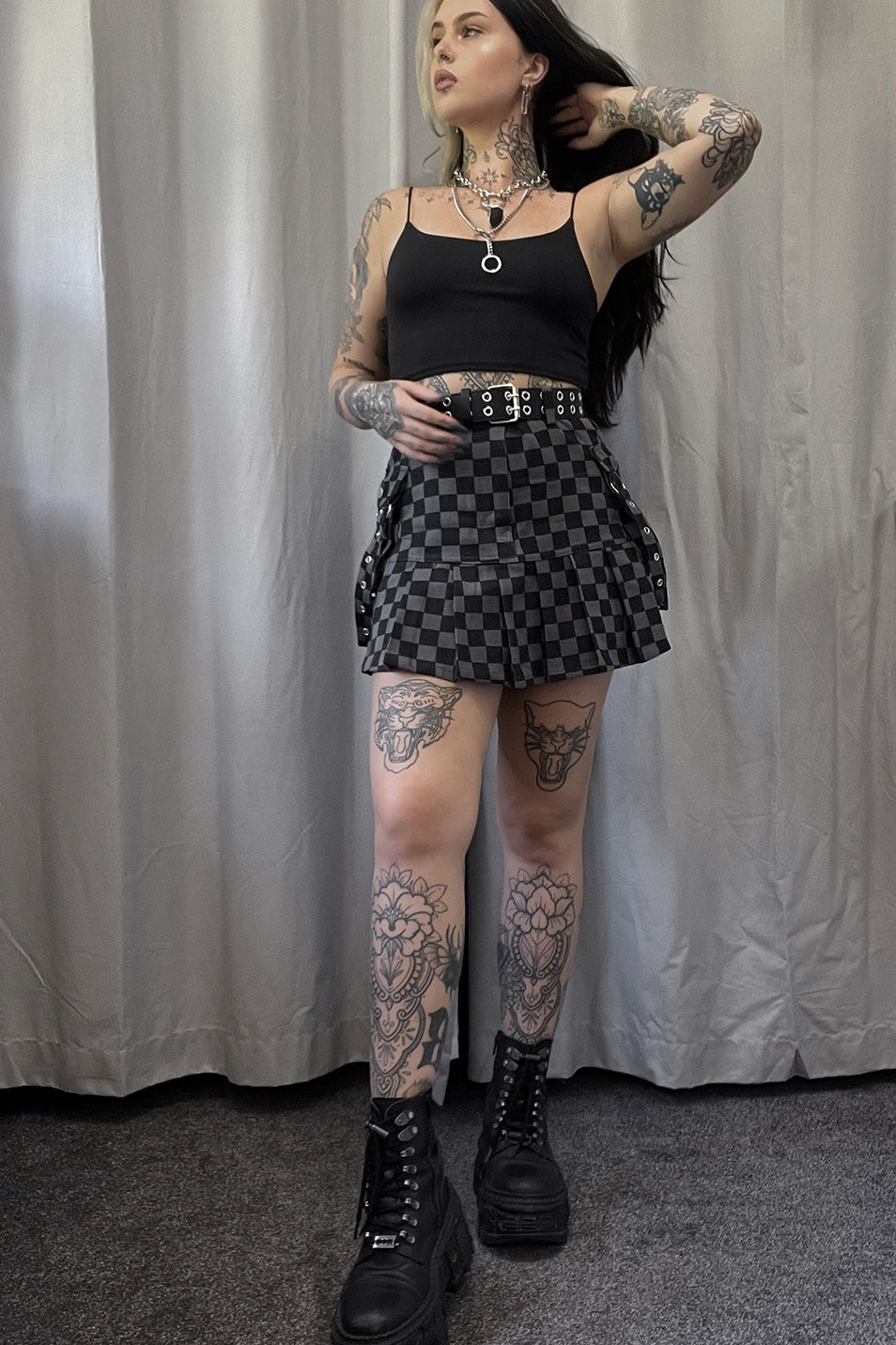 Checkerboard cargo Skirt