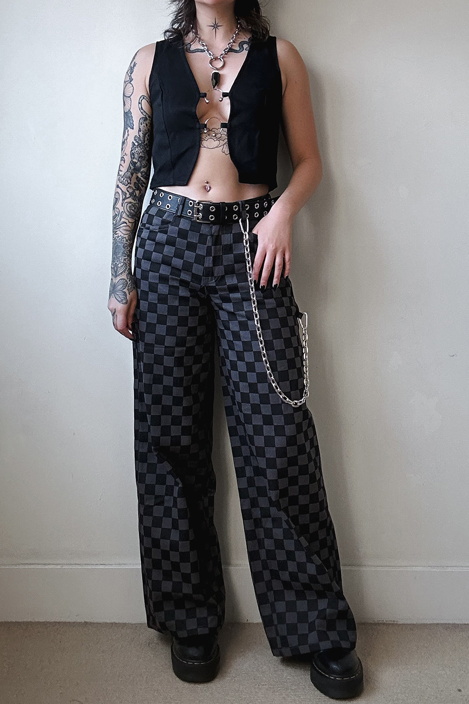 Checkerboard Wide Leg Trouser