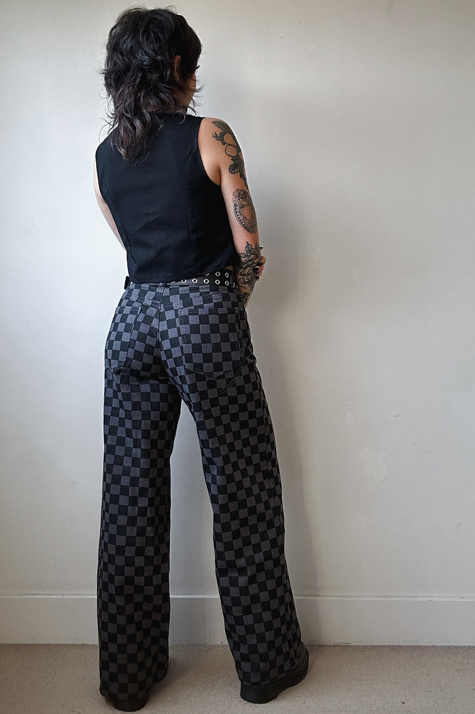 Checkerboard Wide Leg Trouser