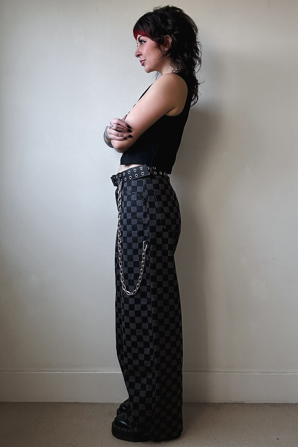 Checkerboard Wide Leg Trouser