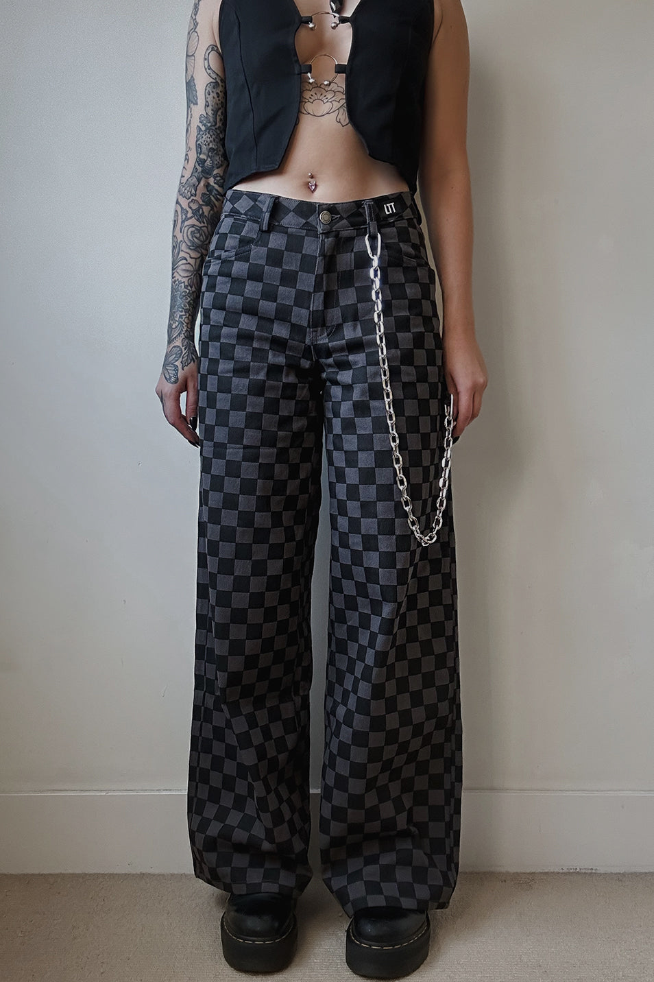 Checkerboard Wide Leg Trouser