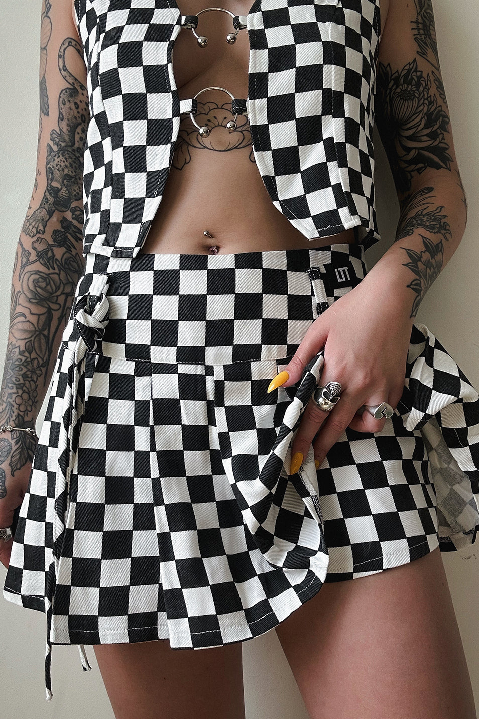 Classic Checkerboard Pleated Skort