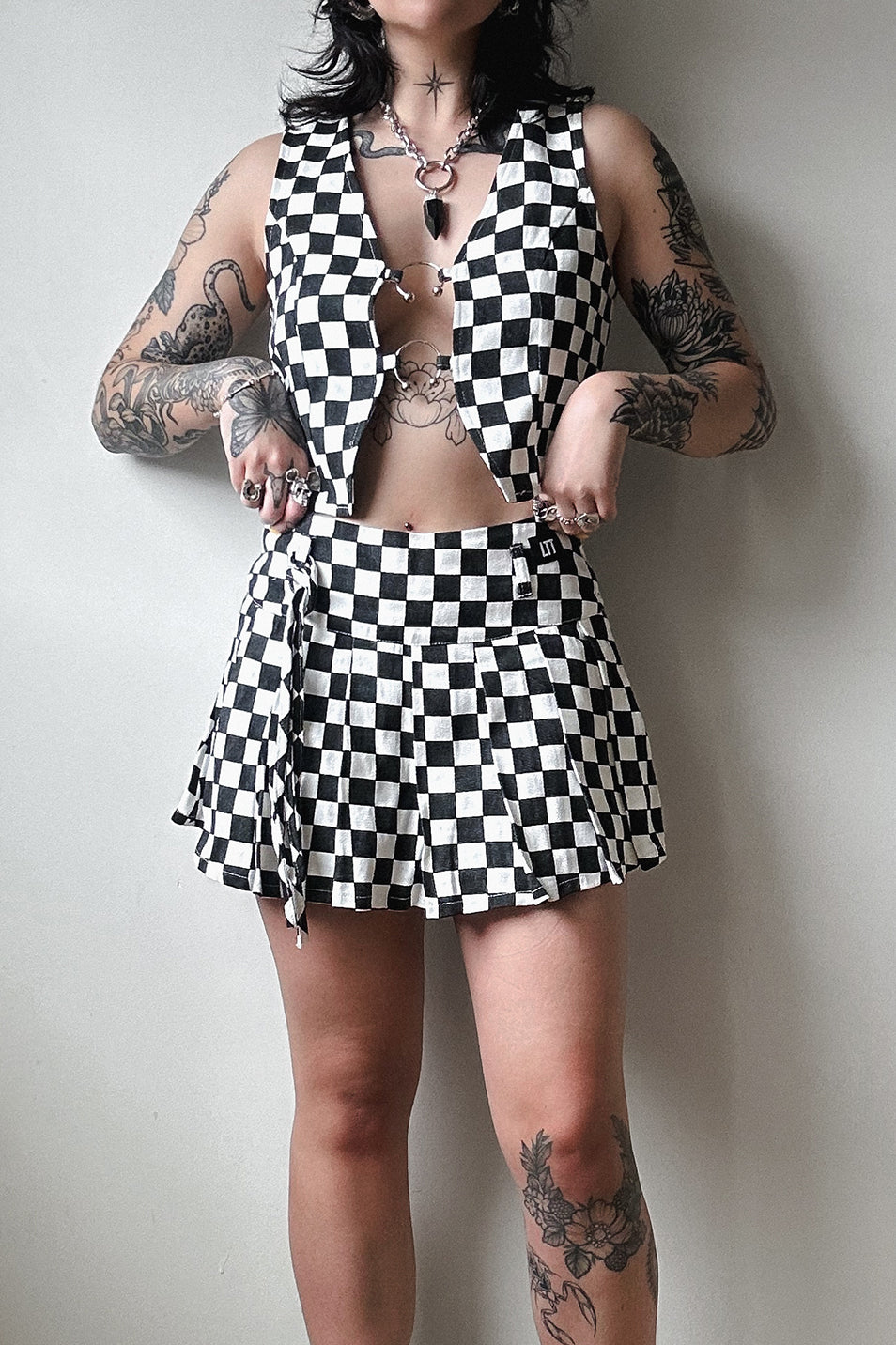 Classic Checkerboard Pleated Skort