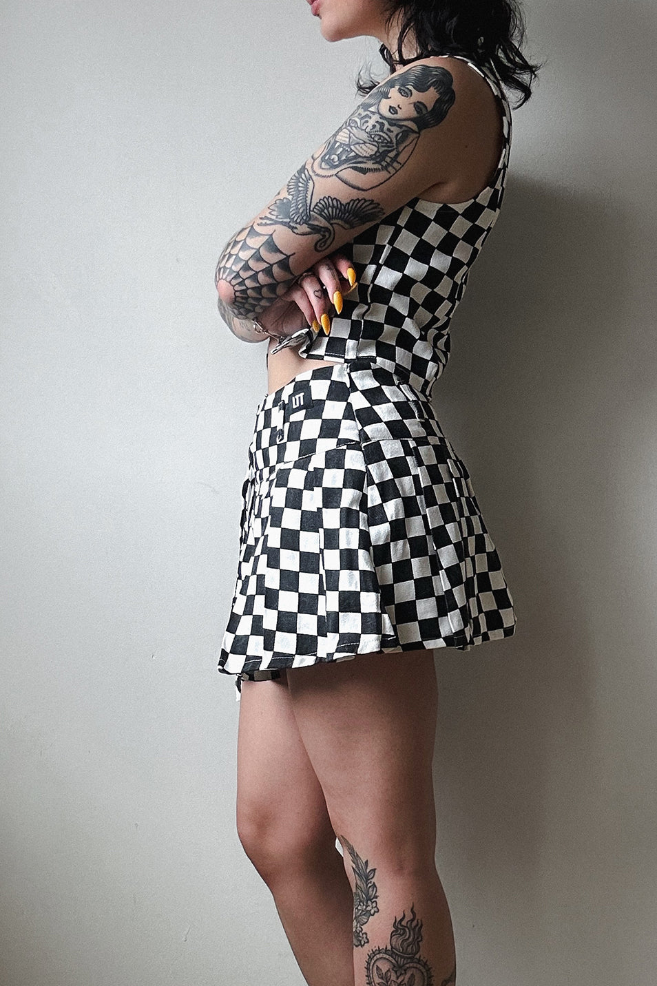 Classic Checkerboard Pleated Skort
