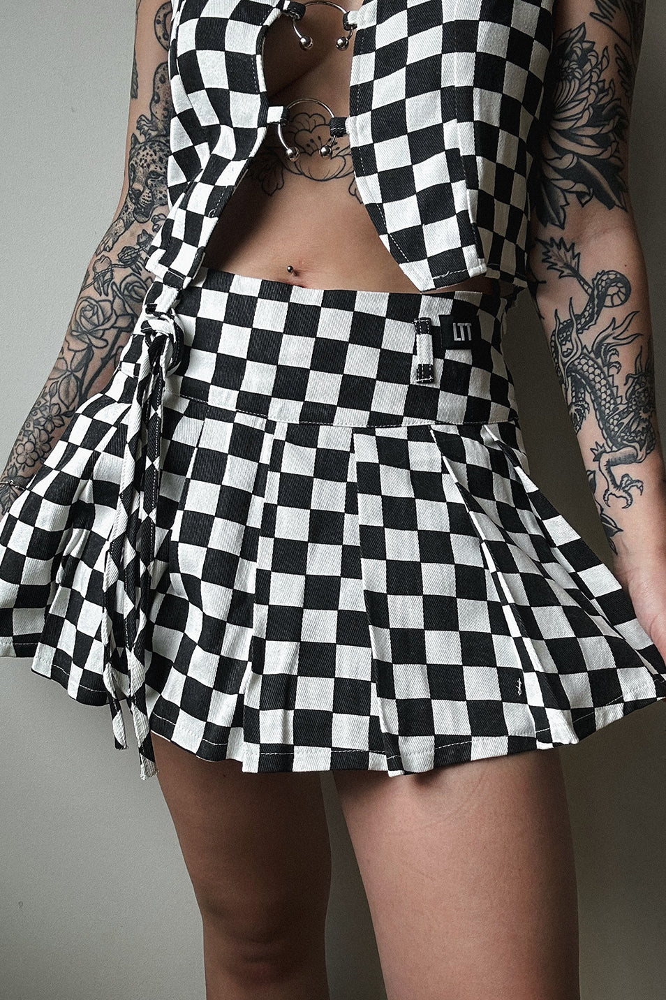 Classic Checkerboard Pleated Skort