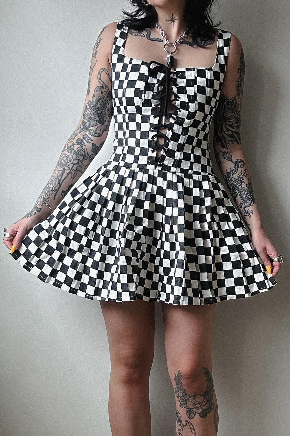 Classic Checkerboard Tennis Dress