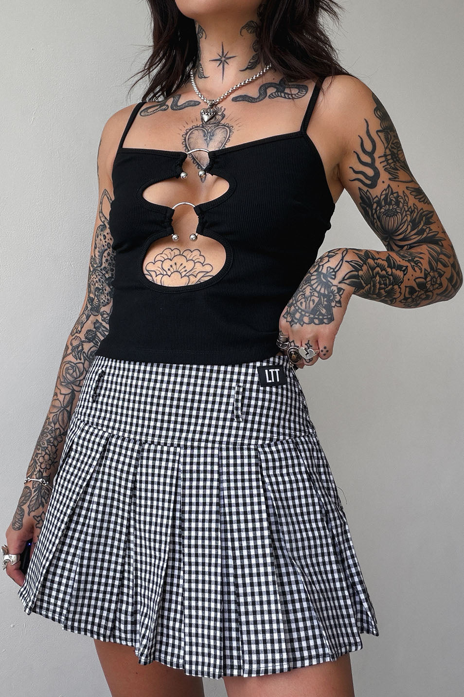 Gingham Pleated Skort