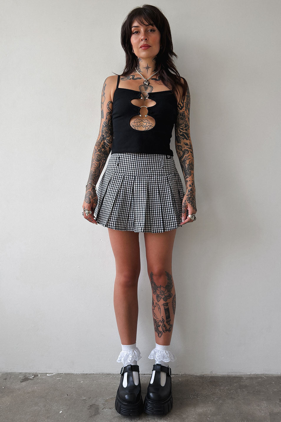 Gingham Pleated Skort