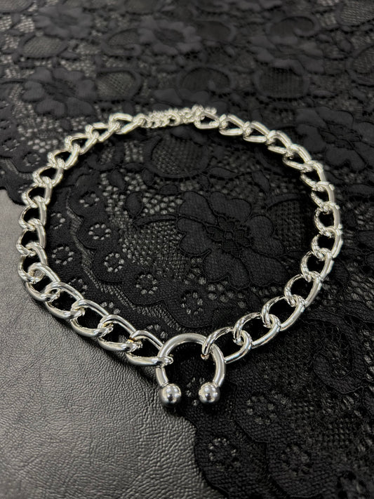 Silver Bull Ring Necklace