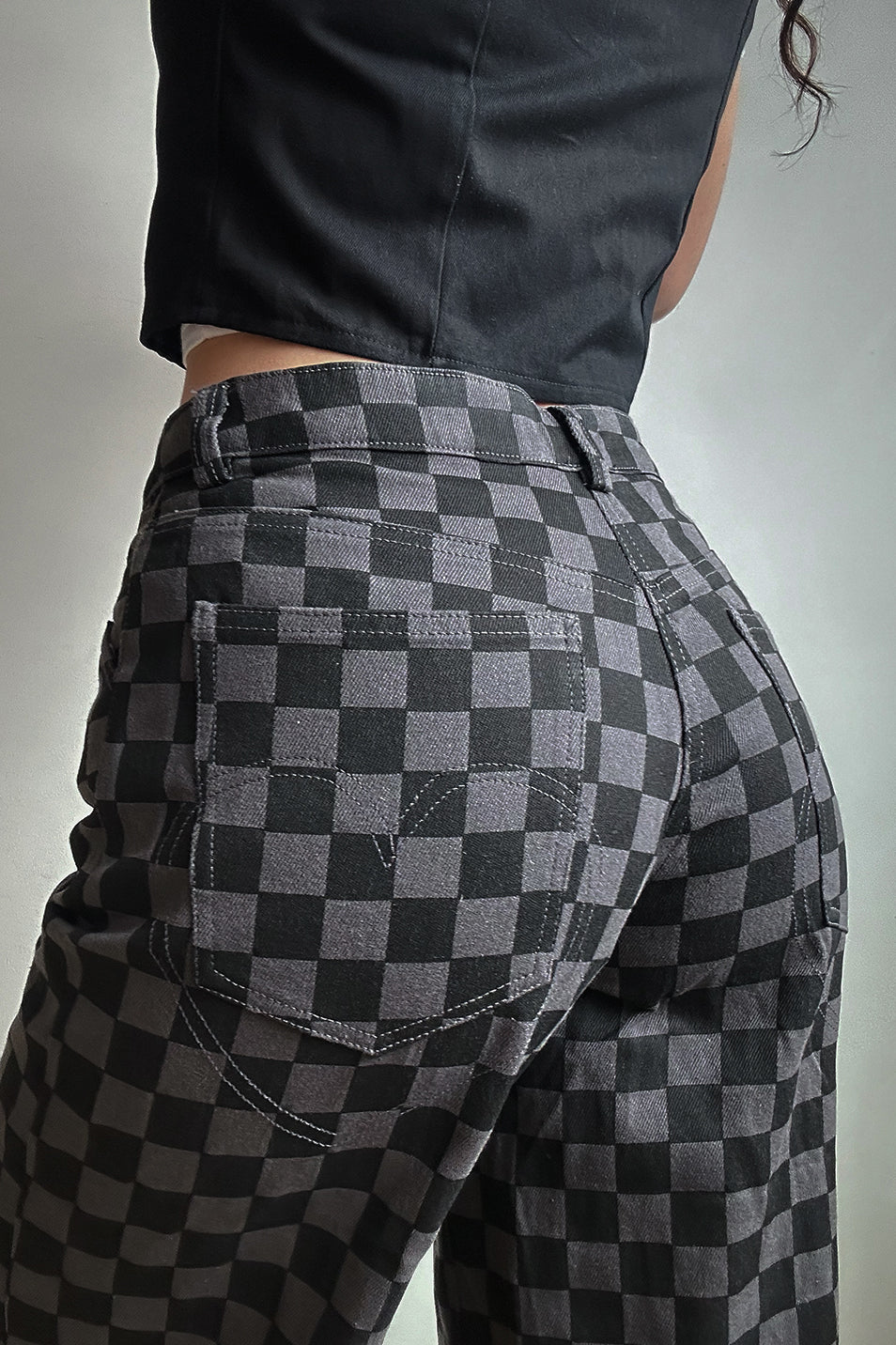 Checkerboard Wide Leg Trouser