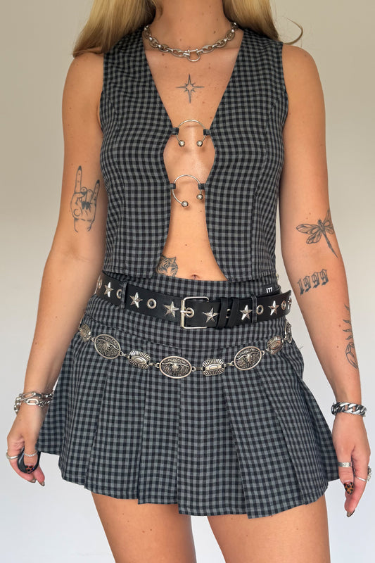 Gingham Pleated Skort