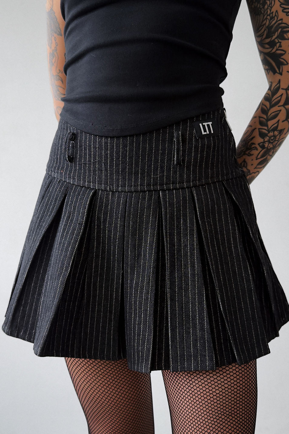Pinstripe Pleated Skort