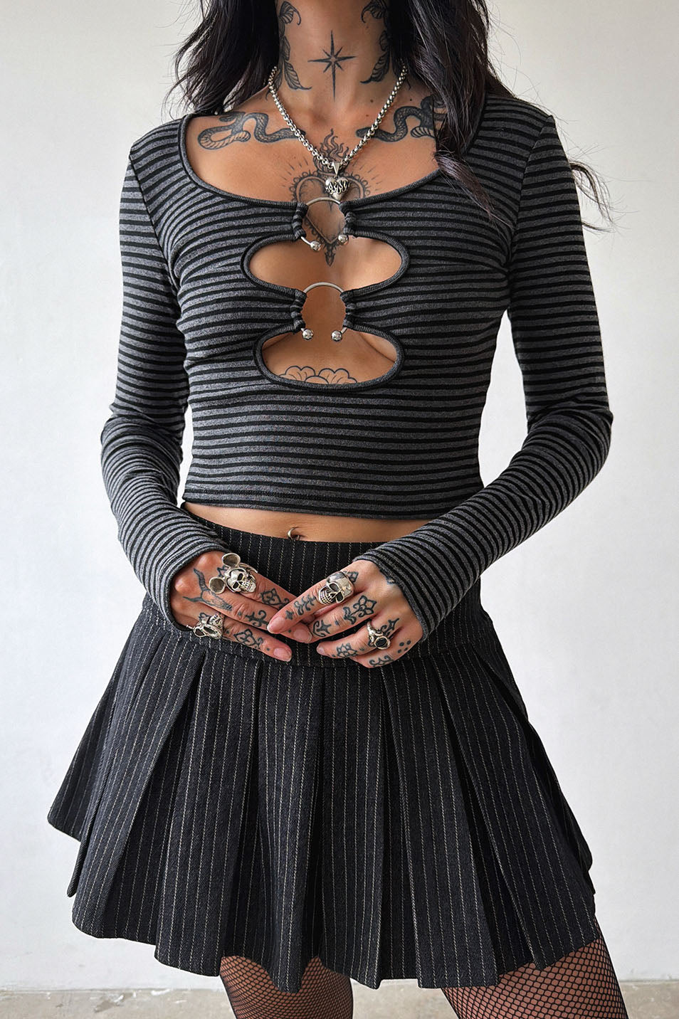 Pinstripe Pleated Skort