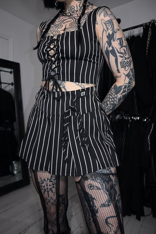 Pinstripe Pleated Skort