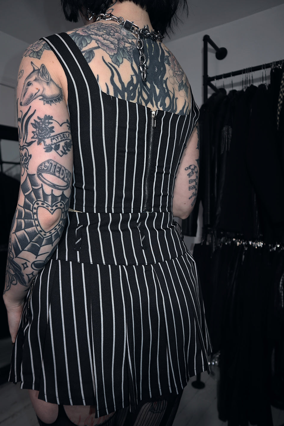 Pinstripe Pleated Skort