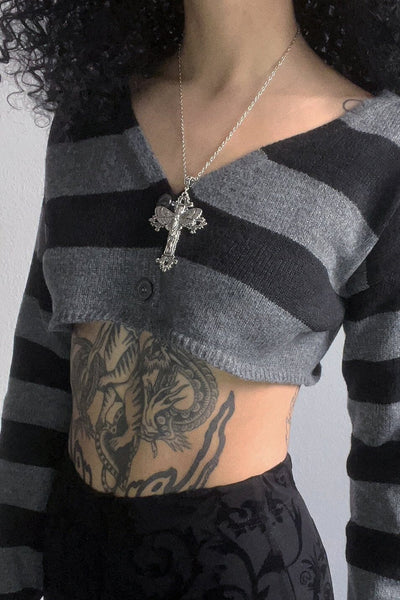 Death Moth On Cross Necklace - Love Too True