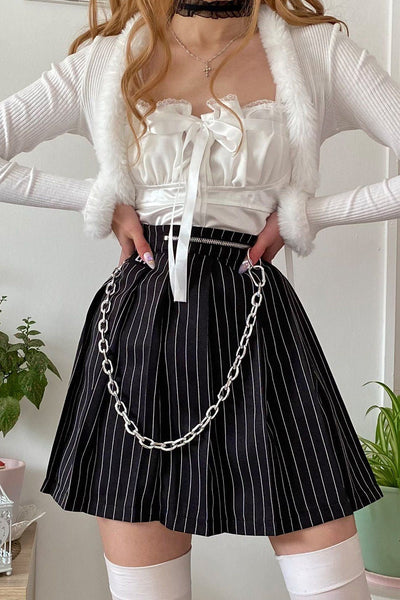 Pinstripe Pleated Skirt - Love Too True